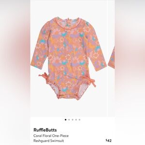 Ruffle Butts Coral Floral One-Piece